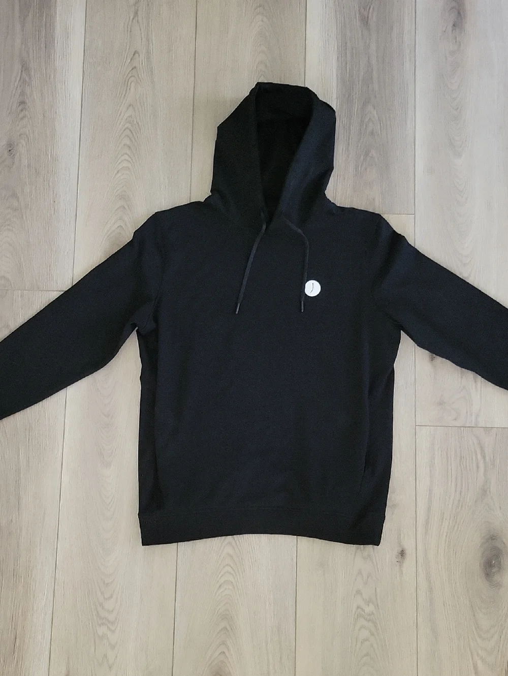 Men's Black Hooded Sweatshirt with Minimal Round Logo
